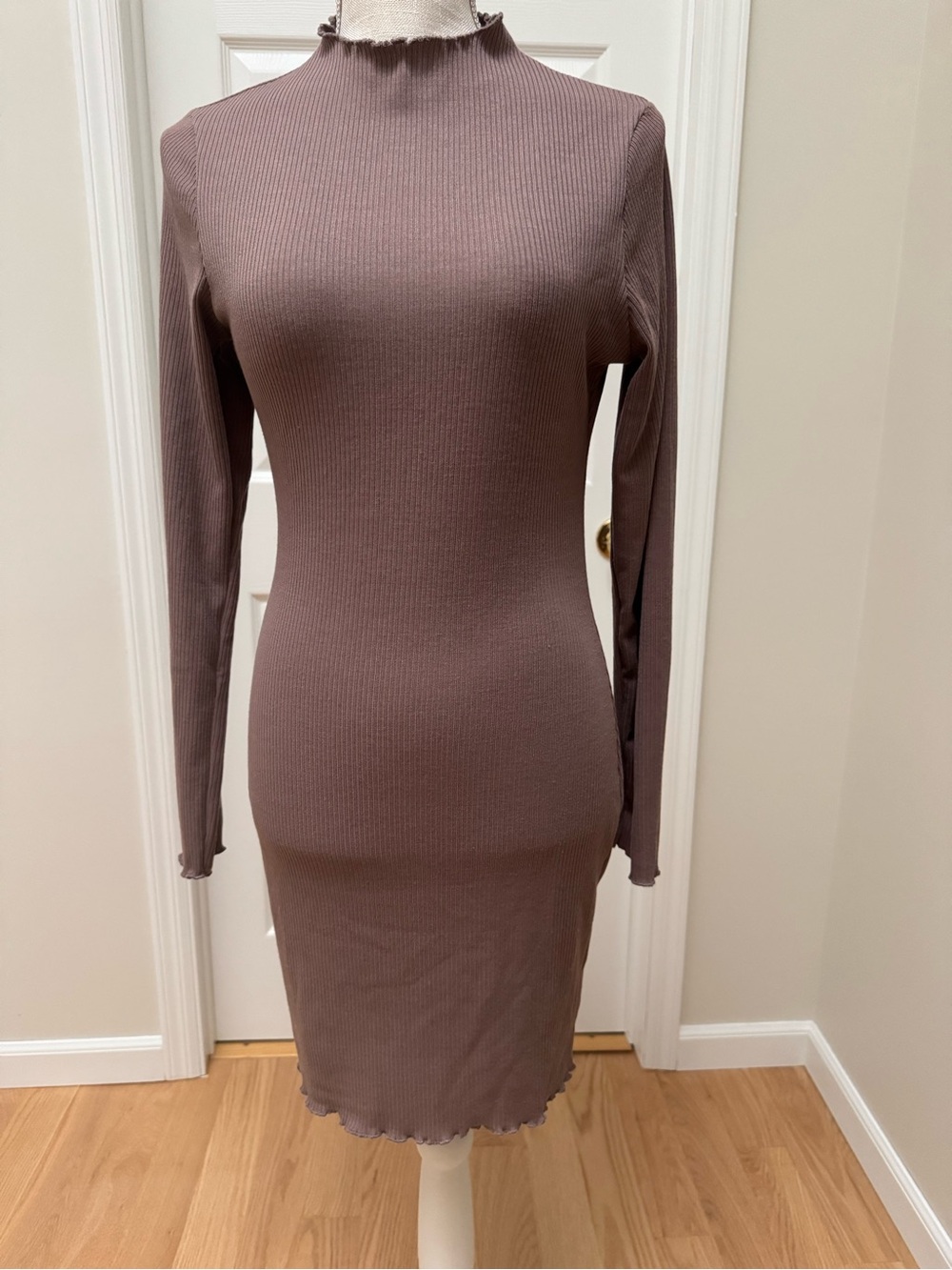 Ribbed Long Sleeve Mock Neck Bodycon Dress  NWOT